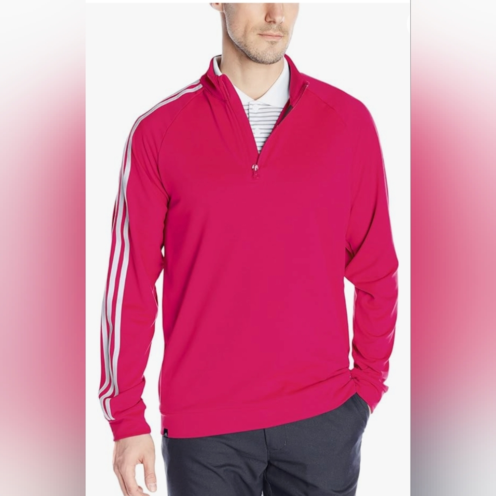 Adidas Golf 3 Stripes 1/4 Zip Layering Top Utility Pink Size M
